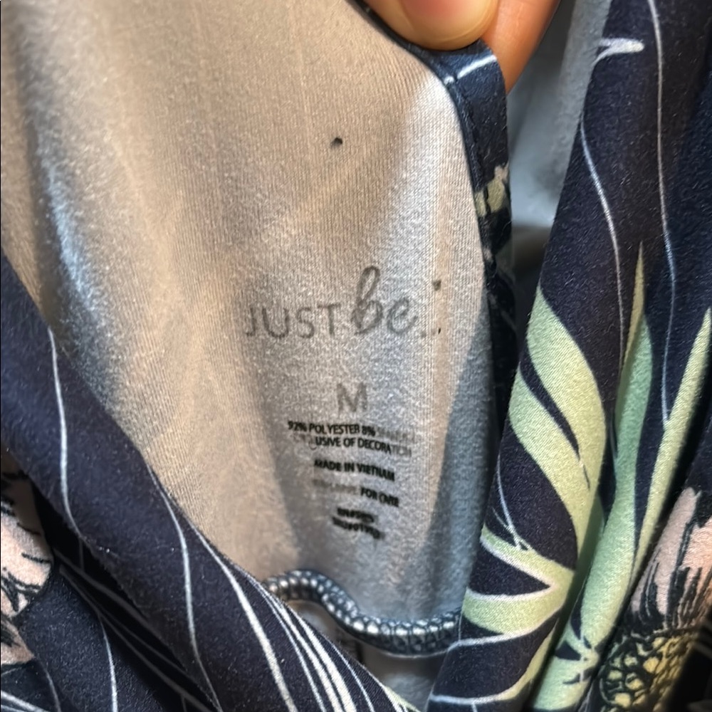 Just Be Blue and Green Tropical Jumpsuit V-Neck Wide Leg - Picture 5 of 5